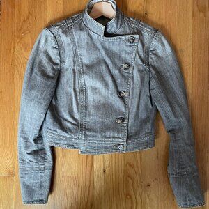 Theory Maddox Crop Denim Jacket, Gray, Size Medium, M
